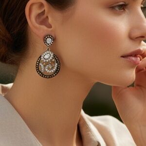 Stainless steel multicolor marcasite earrings